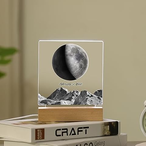 WSYEAR Personalized Moon Lamp Light for Bedroom Decor - Acrylic LED Moon Lamp for Adults Kids Birthday Gifts for Women Men, Room Decor Cover