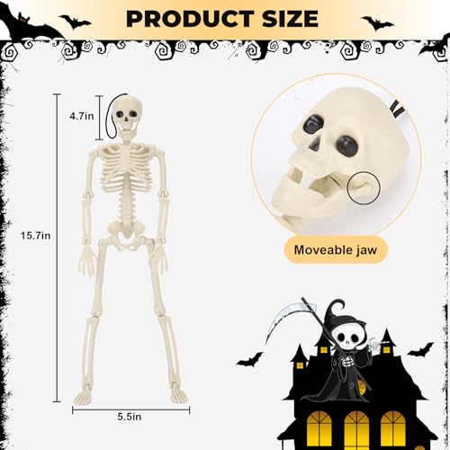 16" Halloween Skeleton Decorations with Posable Joints, 5Pcs - image 5