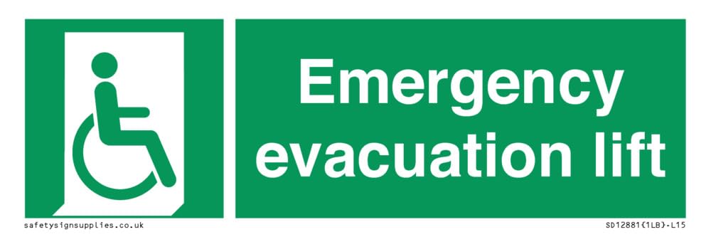 Emergency evacuation lift Sign - 150x50mm - L15
