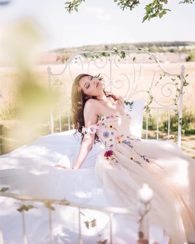 Fivsole Teen's 3D Flower Applique Prom Dress Short for Women Tulle Formal Gowns Floral Wedding Dress4