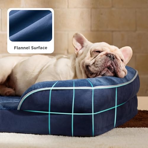 Image of Bedsure Orthopedic Dog Bed Medium Size Dogs - Washable Medium Dog Cat Bed Waterproof, Comfort Pet Couch Sofa with Washable Removable Cover, Pets Bed with Nonskid Bottom, Blue Navy, 28 inch