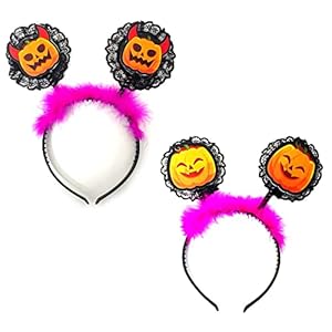 Pop The Party 2 Pack Halloween Headbands Pumpkin Davil Cute Cartoon Hair Hoop Hair Accessories for Halloween Costume…