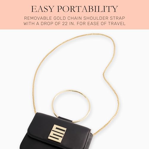 Image of Christian Siriano New York Women's Crossbody Bag Purse, Mini Flap Shoulder Handbag with Ring Handle and Chain Strap