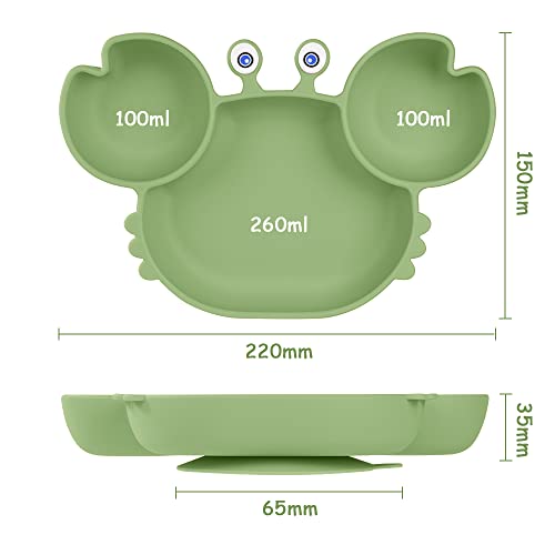 Vicloon Baby Suction Plate, Baby Plate Silicone Suction Toddler Plates, Self Feeding Training Divided Plate - Image 2
