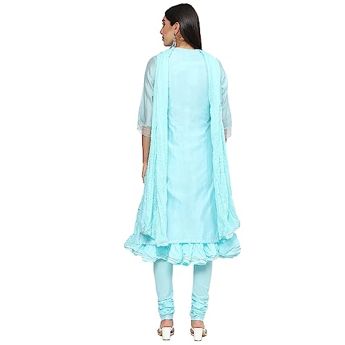 Image of BIBA Embroidered Poly Cotton Mandarin Women's Salwar Kurta Dupatta Set