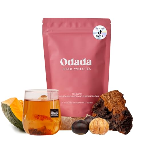 Odada Super Lympho Herbal Tea, Natural Herbal Detox Blend with Chaga, Pumpkin, Chestnut, Caffeine-Free & Sugar-Free, Supports Daily Body Balance & Light Hydration, 24 Tea Bags