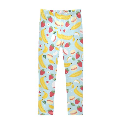 Wusikd Bananas Strawberries Girls' Leggings Toddler Doodles Macarons Kids Yoga Pants Dance Active Tights 4T