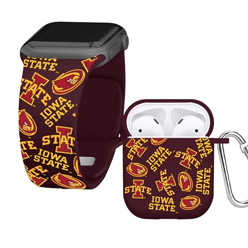 Affinity Bands Iowa State Cyclones HD Combo Package Compatible with Apple Watch and AirPods Gen 1 & 2 (38/40/41mm Long Random)
