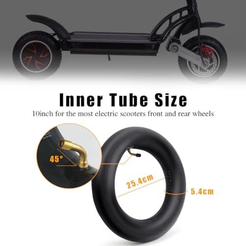 Ainiv 2 x 10 Zoll Schläuche in Schwarz, 90° Ventilwinkel Inner Tube, Kinderwagen, Scooter Schlauch mit 2 Montagehebel, Nahtloser Schlauch für Kinderwagen Dreirad Laufrad Fahrrad Kinderrad