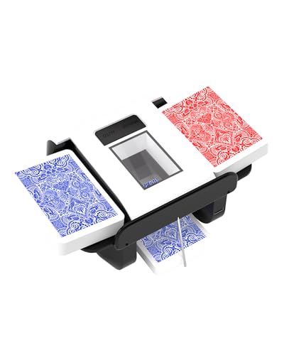 ADZERD Automatic Card Shuffler for Seniors Rechargeable One Press Quiet Electric Shuffle Machine for Family Games and Poker Night White