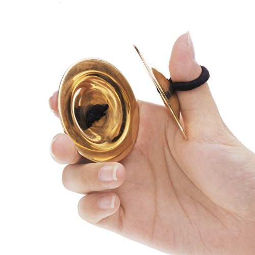 Andoer AGJ2116194705426CX 2Pcs Finger Cymbals Belly Dancing Gold Musical Instrument thumb #1