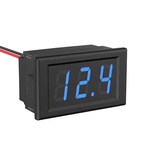 Voltmetre DC 5V ~ 120V Mini Voltmètre Digital 0,56 Pouce 2 Fils Étanche Volt Jauge de Tension Affichage LED pour Véhicule, Camion, Moto, Bateau (Bleu) Cover