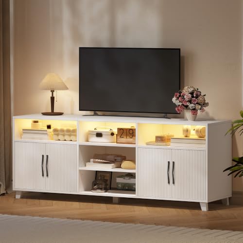 Hzuaneri TV-Schrank, 147 cm Weiß Lowboard mit LED-Beleuchtung, 25 Farben