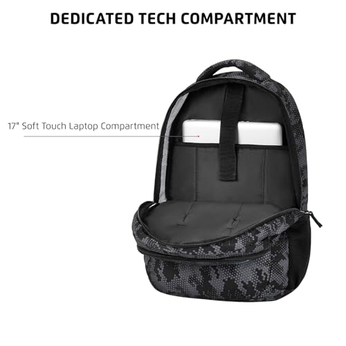 Image of Safari Omega Plus Casual Laptop Backpack, 2 compartments, Raincover, Organizer, Full body print, Bottle holder, Front pockets Softline (Black)