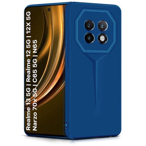 Image of WOW IMAGINE Back Cover for Realme 13 5G | Realme 12 5G | 12X 5G | Narzo 70x 5G | C65 5G | N65 | Blade Series Ultra Thin Case | Camera Protection | Soft Matte Silicone Flexible Mobile Case - Blue