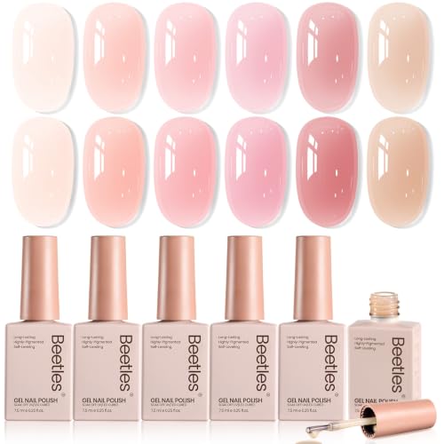 Beetles Nude Gel Nail Polish Set, 6 Colors Nude...