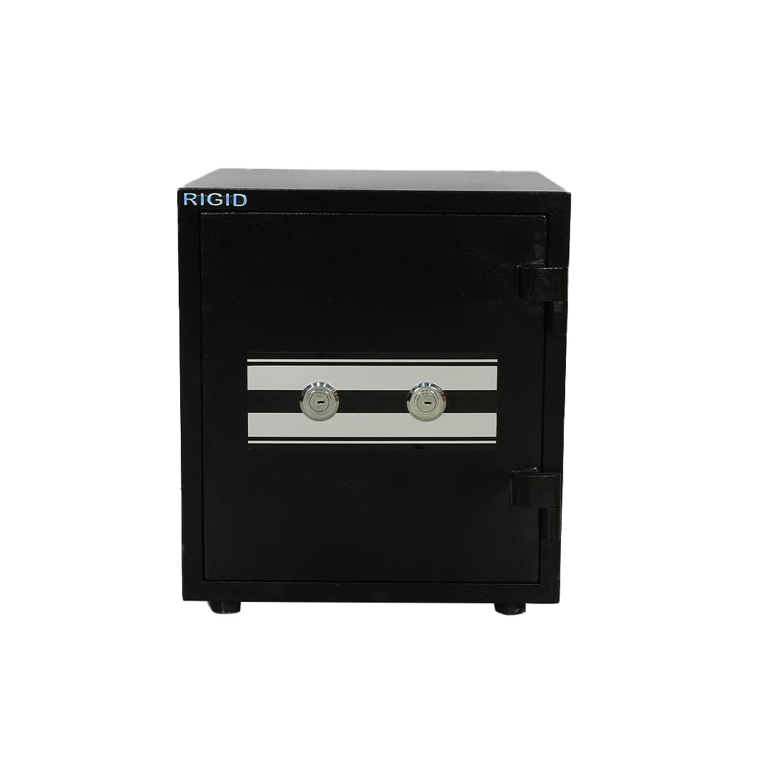 RIGID Safe Box with Dual Keys Lock 70kg, Large Secure & Fire Resistant Storage Cabinet for Passports, Cash, Jewelry and Documents