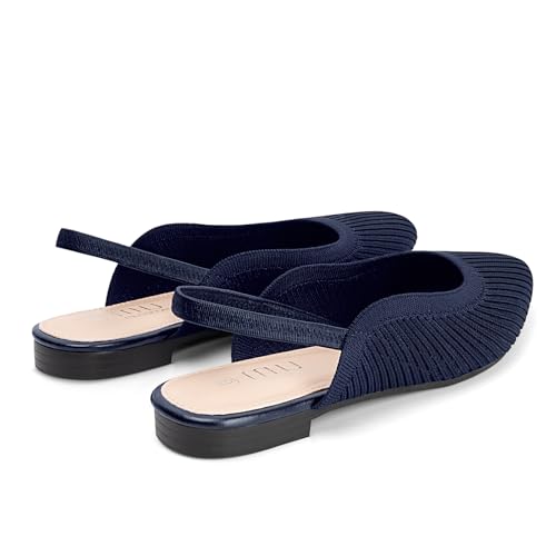 MUSSHOE Women's Blue Mesh Slingback Flats - Pointed Toe, Peep Toe, Slip On, Flat Heel, Casual Office Shoes4