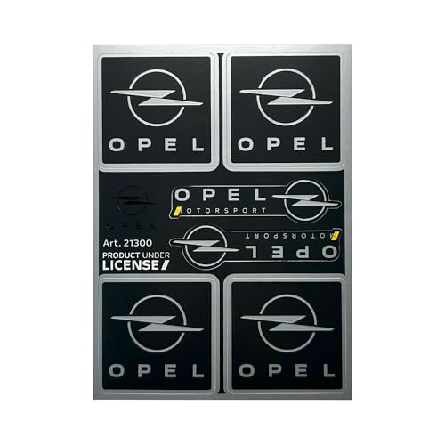 4R Quattroerre.it Opel Set de stickers officiels Motorsport, logo noir et chrome, produit sous licence, 94 x 131 mm (6 autocollants)