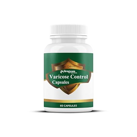 AROGYAM Varicose Control Capsules 500mg With Brahmi, Arjuna & Gokshru Extract for Varicose or Spider Vein, Ayurvedic Capsules for Booster and Strengthen - (60 Capsules)
