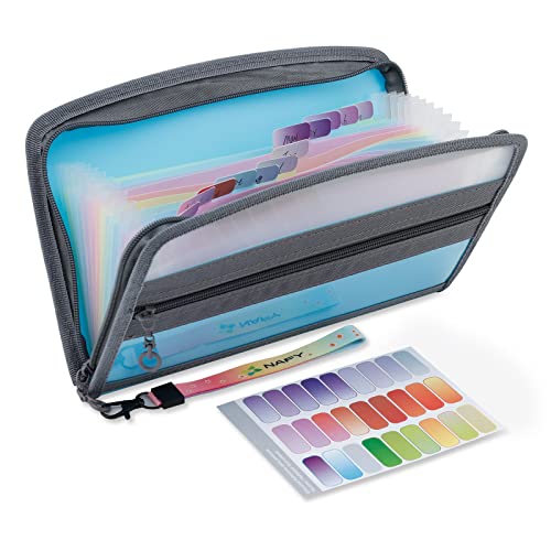 Nafy Small Accordian File Organizer, A5 Check Size 13 Pockets Coupon Receipt Holder Organizer With Zipper, 11X7 Inches Accordion Expanding Folder Wallet For Coupon, Receipt, Bills, Cash(Blue) #TOP8