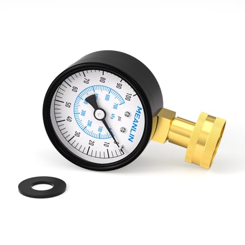 Image of MEANLIN MEASURE 0-100psi Water Pressure Gauge, 3 /4 inch Female 2.5 inch FACE DIAL Water Pressure Test Gauge with Sealing Ring, Water Pressure Gauge for Home