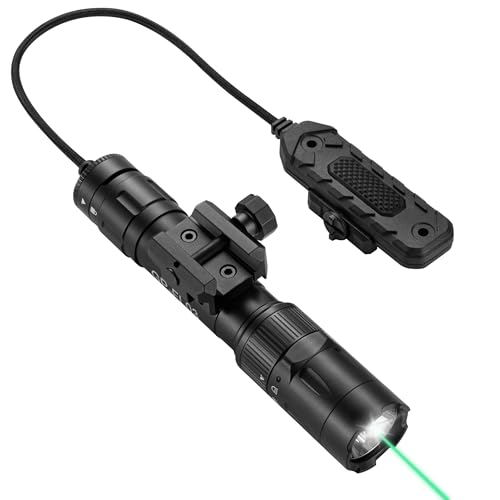 3000 Lumen Aluminum Tactical Flashlight with Laser Combo, Picatinny/MLOK Rifle Light, Magnetic Charging & Remote Switch | 2.5H Runtime, IPX7 Waterproof, 500m Beam for AR-15, Hunting, Home Defense