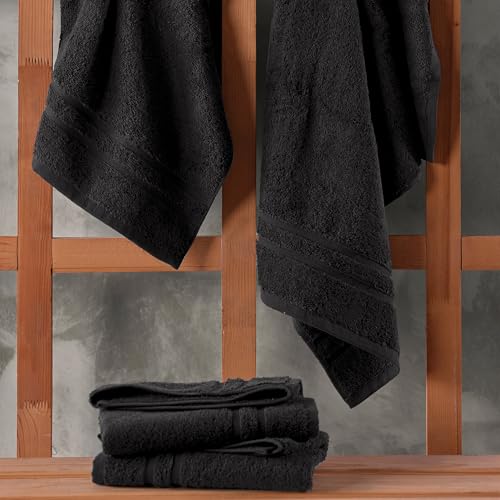 Hawmam Linen Black Hand Towels 4 Pack Turkish Cotton Premium Quality Soft and Absorbent Small Towels for Bathroom - Image 5
