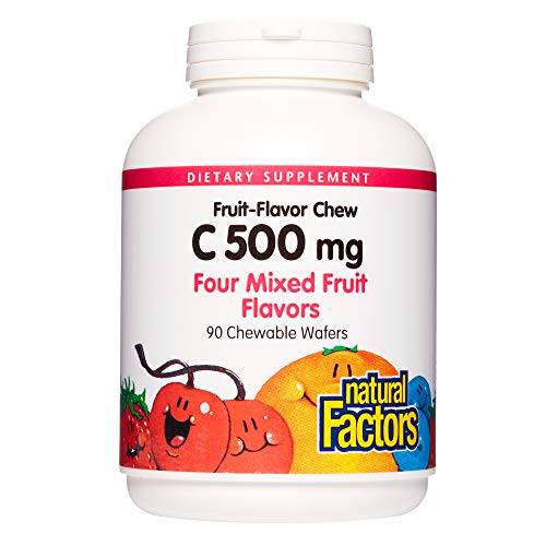 Natural Factors, Vitamin C 500 mg, Kids Chewable, Mixed Fruit, Vegan, Non-GMO, 90 wafers (90 servings)