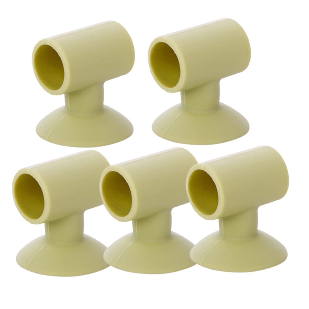 Door Wedge Stoppe, Stops, Stoppers, Stop Wall Protection Suction Cup Type Silicone Handle Silent Bumper, 5 Pieces-Pink(Light Green)