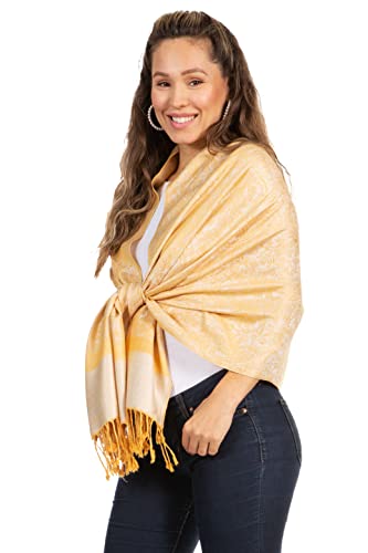 Sakkas Two Tone Vintage Jacquard Paisley Pashmina Shawl Wrap Scarf Stole3