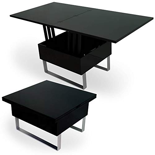 DecoInParis - Mesa baja elevable multifunción, madera lacada