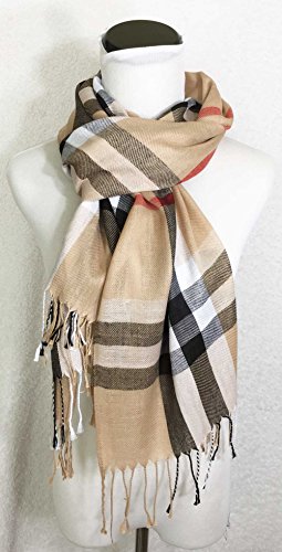 Aesthetinc Classic Plaid Pattern Fringe Scarf Shawl Wrap Fashion Trendy Chic2