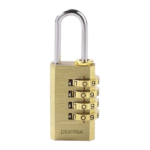 Image of Plantex 4-Digit Code Combination Brass Locks /Number Lock /Portable Luggage Lock /Travel Lock for Briefcase /Laptop Bags - Pack of 1 (Small, Brass Antique)