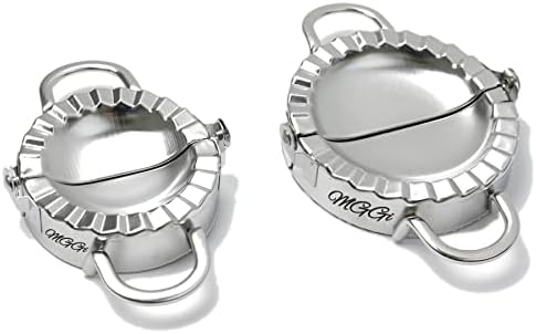 MGGi Stainless Steel Dumpling Maker, Dumpling Mold Wraper Dough Cutter, Pie Gyoza Empanada Press Mold,Ravioli Dumpling Mould Pastry Tools, 1 Set,Small+Big