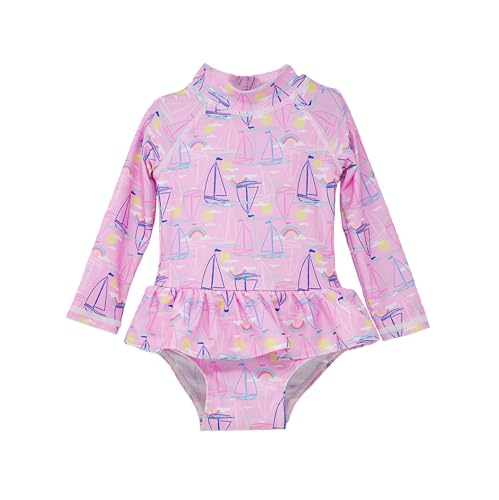 Image of Flap Happy Baby Girls' UPF 50+ Alissa Infant Ruffle Rash Guard Swimsuit