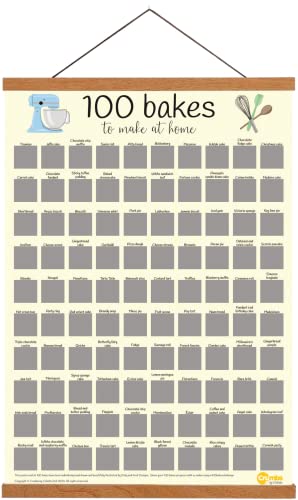 Crumbs by Collette 100 Bakes Scratch Off Poster - a Bucket List for Home Bakers - A3 (297 x 420 mm) with 12 Magnetic Hanger
