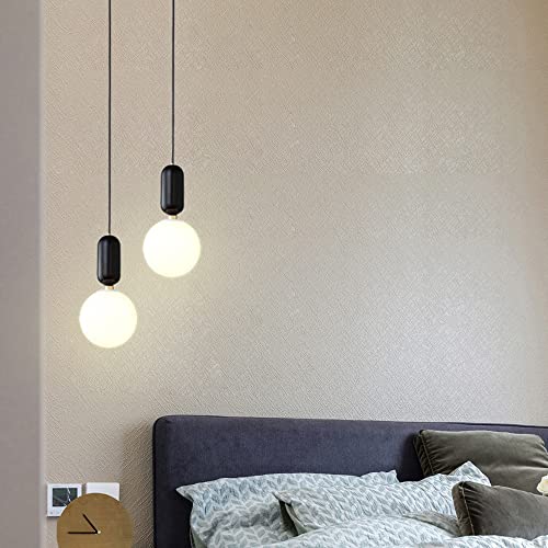 Lámpara colgante para sala de estar con pantalla globo blanco y cristal 4