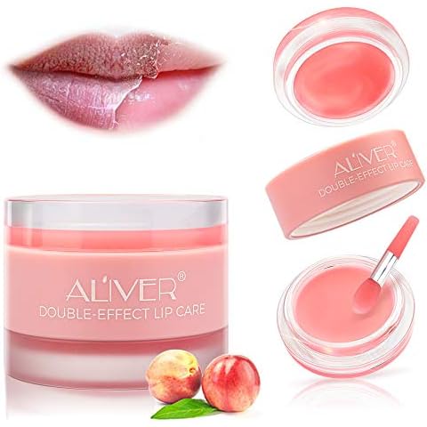 Lip Sleeping Mask, Lip Scrub and Lip Mask with Double Effect, Repair Lip Mask for Dry, Cracked Lips, Lip Moisturizer for Lip Treatment Care, Lip Repair Balm (Peach) Cover