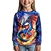WELLFLYHOM Dragon Flame Tops for Boys Size 9-10 Long Sleeve Shirt Novelty Galaxy Graphic T-Shirt Crewneck Pullover Top Athletic Sweatshirts Tees Fall Outfits Cute Blouses