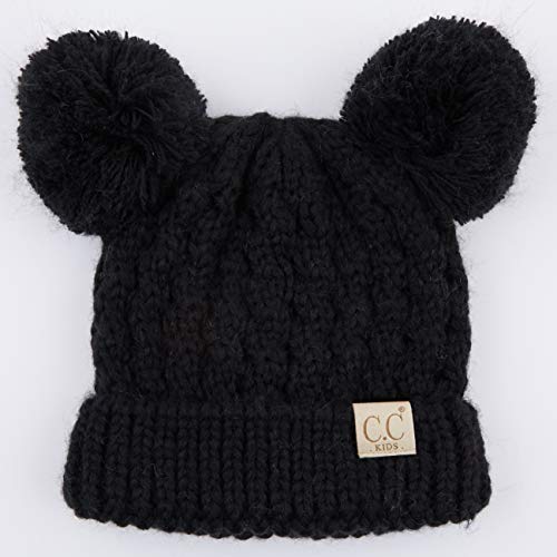 Image of C.C Exclusives Children Kid Double Pompom Knitted Beanie for Kids Ages 2-5 (KID-23)(KID-24)(KIDS-2055)