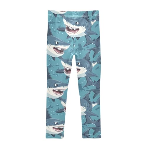 Angry Shark Girls Leggings,Workout Leggings for Girls Toddler Athletic Legging Size for 3-10T2