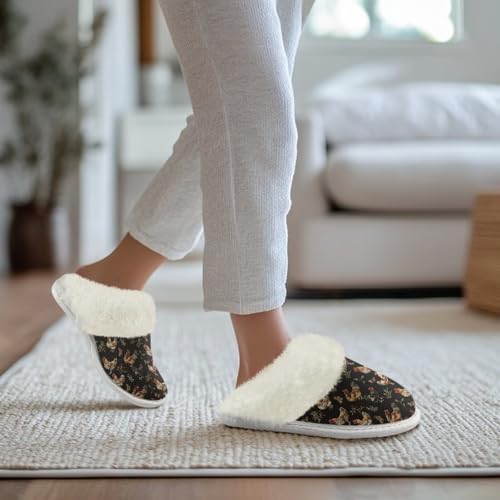 Howilath Warm Hummingbird Womens Slippers Non-Slip House Shoes Closed Toe Fuzzy Slippers for Indoor Outdoor 5