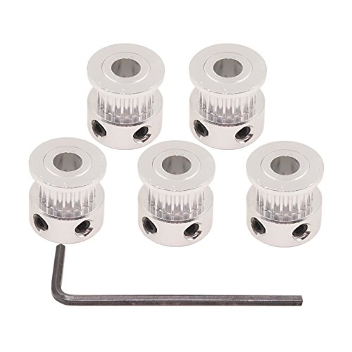 WINSINN GT2 Pulley 20 Teeth 6mm bore 6mm Width 20T Timing Belt Pulley Wheel Aluminum for 3D Printer (Pack of 5Pcs)