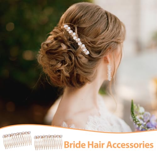 2 peças de acessórios de cabelo pérola, pentes de cabelo decorativos para mulheres, pente de cabelo