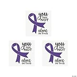 Fun Express Awareness Ribbon Temporary Tattoos - 1.5' | Glitter Design | Paper - Purple | Pack of 72