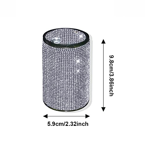 Image of Diamond Car Ashtray Hot-drilling Ash Tray For Car Bling Diamond Cigarette Holder With Lid Car Accessories Gifts For Women Car Home Office Decor