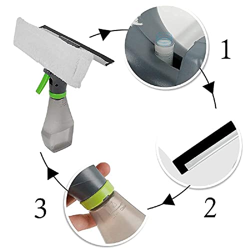 Image of Spray Window Cleaner in 1 Plastic Easy Glass Spray Type Cleaning Brush Wiper Clean Shave Car Window Cleaner, Mirror, Glass, Floor, Stove with Spray, Cleaning Cloth (Multicolor)