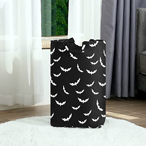 Image of 50L Laundry Basket Halloween Bats Goth Foldable Laundry Hamper with Padded Handles Waterproof Durable Clothes Hamper Storage Basket for Clothes Organizer