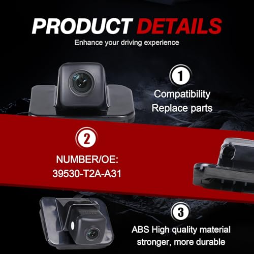 Image of 39530-T2A-A31 Backup Camera Rear View Back Up Assist Camera Compatible with 2014 2015 Honda Accord Sedan EX-L, 2016 2017 Accord Sedan Replace 39530-T2A-A21,39530-T2A-U110-M2